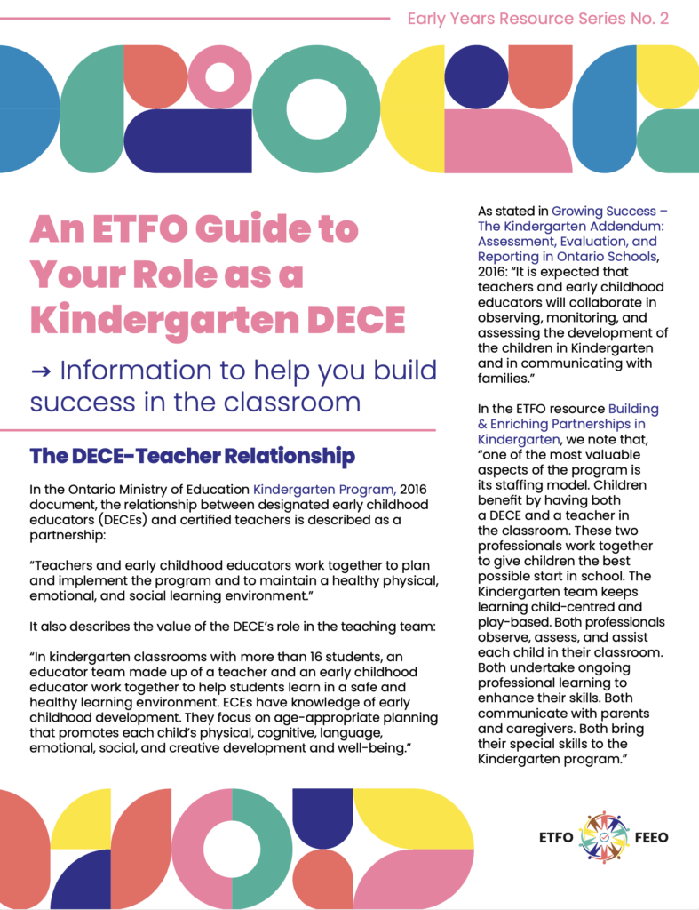 An ETFO Guide to Your Role as a KindergartenD ECE