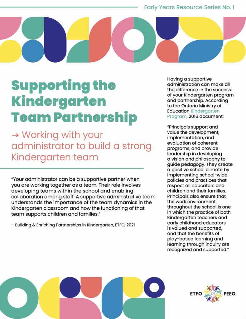 Supporting the Kindergarten Team Partnership Cover